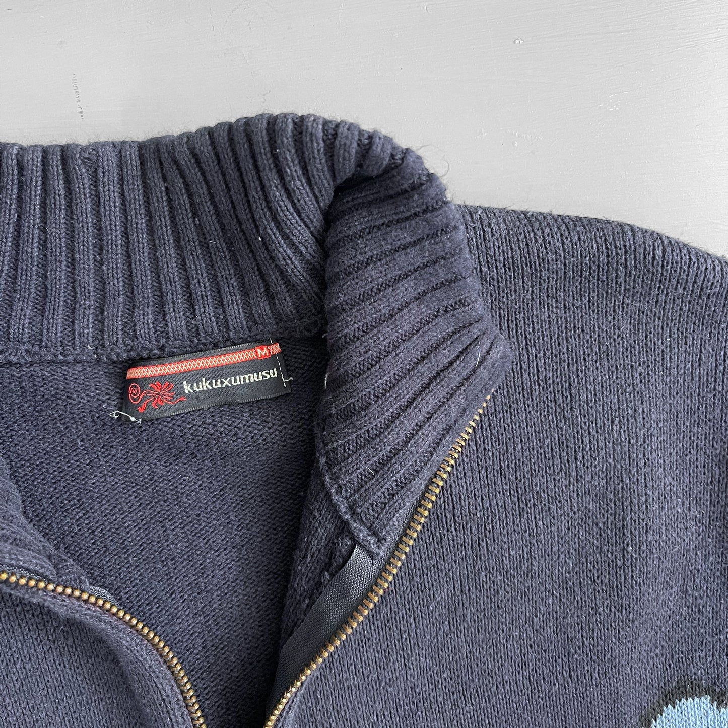 Early 2000s Kukuxumusu sheep knit zip jumper (M)