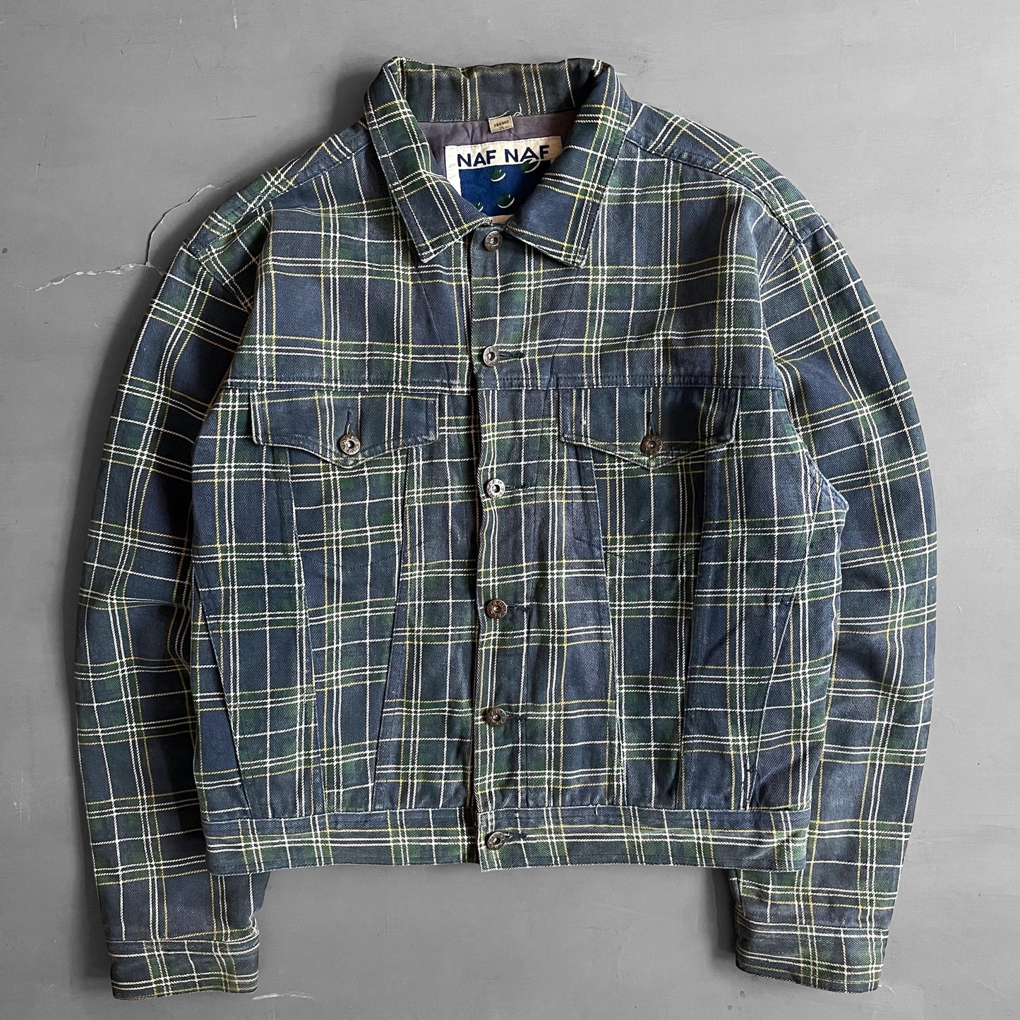 1990s NAF NAF plaid denim jacket (M)