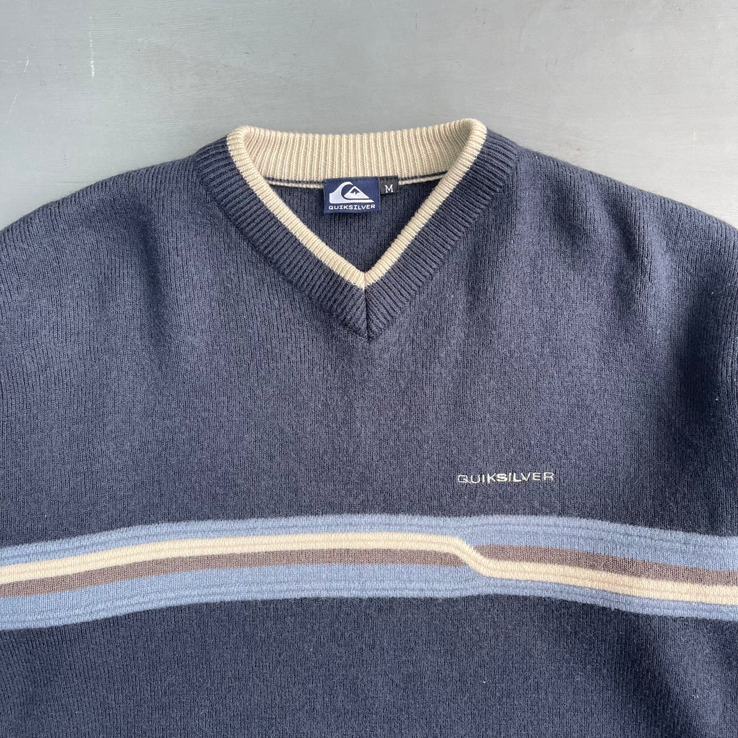1990s Quiksilver striped knitted jumper (L)