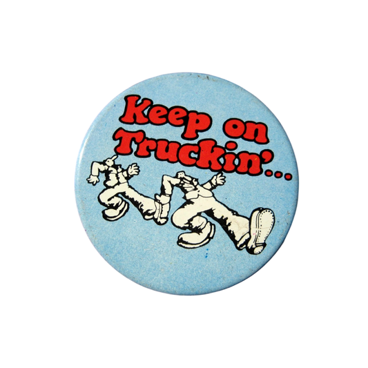 1990s Robert Crumb keep on truckin’ pin badge