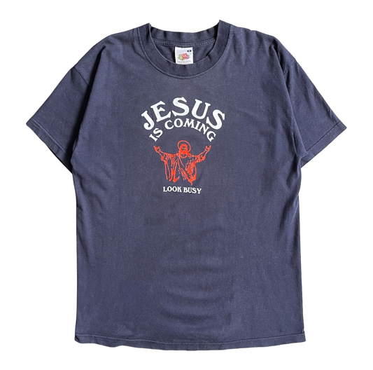 Early 2000s Jesus is coming look busy T-shirt (M)