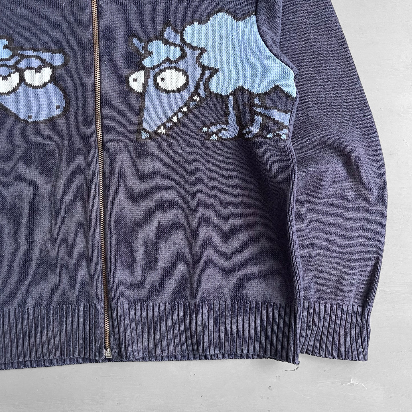 Early 2000s Kukuxumusu sheep knit zip jumper (M)
