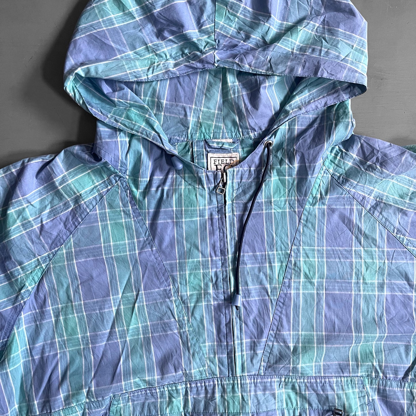 1990s Korean plaid anorak jacket (XL)