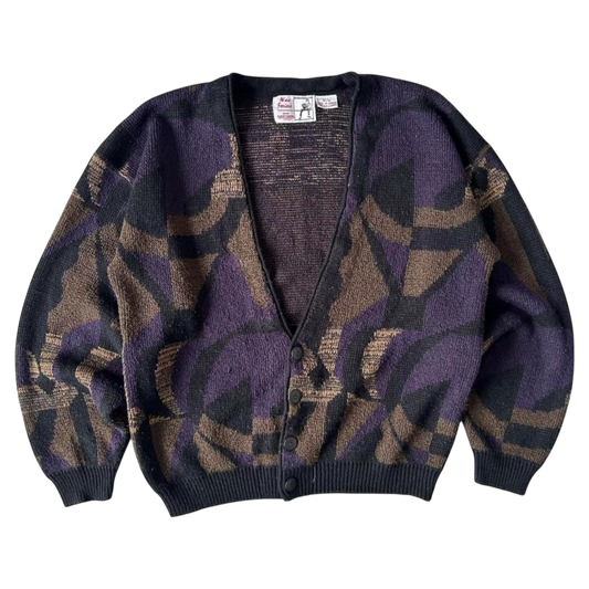 1990s Korean pattern cardigan (L)