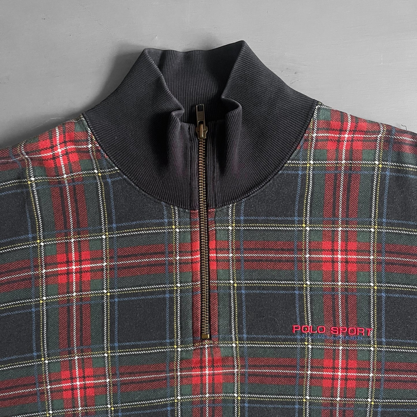1990s Polo Sport Ralph Lauren tartan zip track jacket (L)