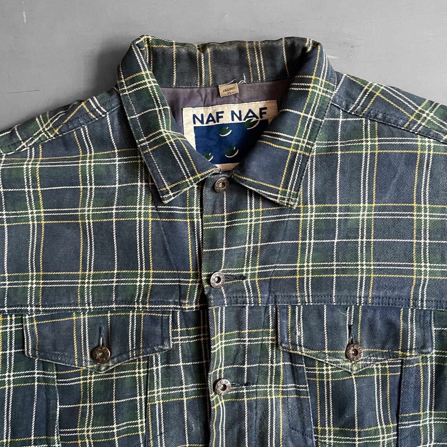 1990s NAF NAF plaid denim jacket (M)