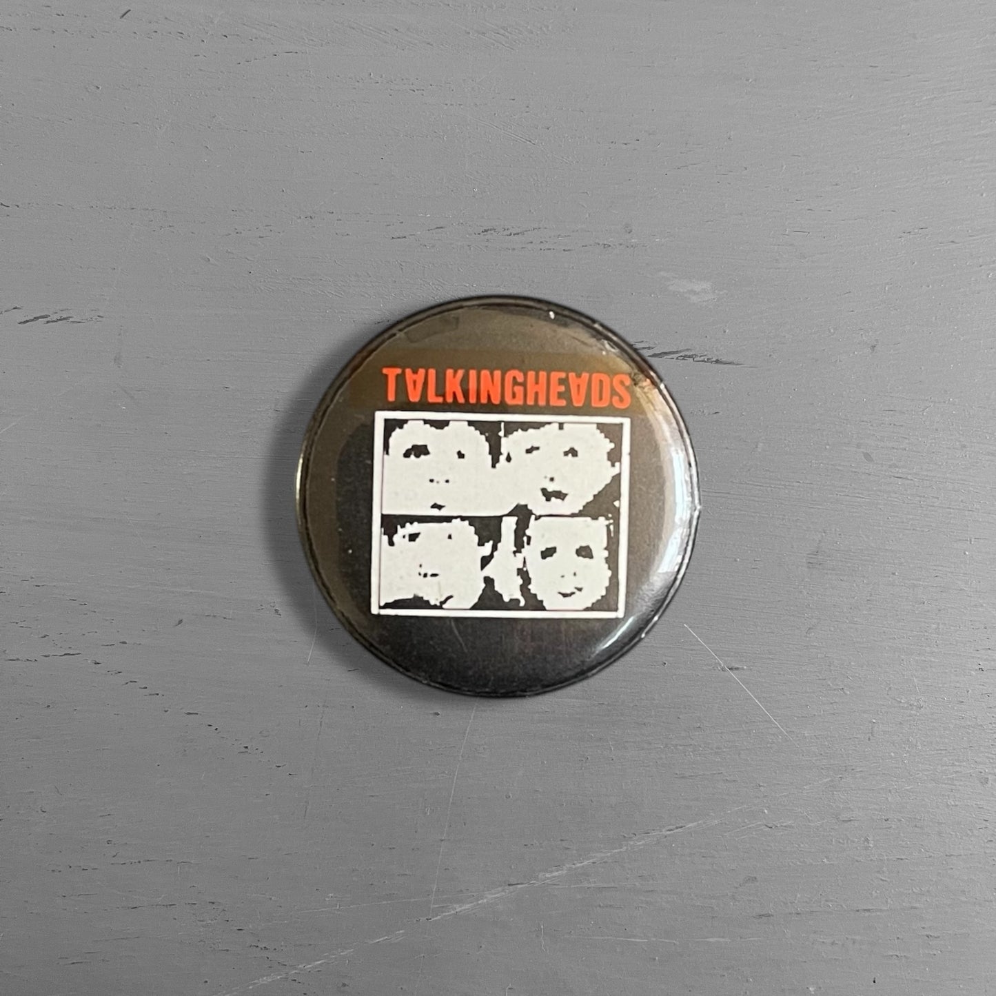 1990s Talking Heads pin badge