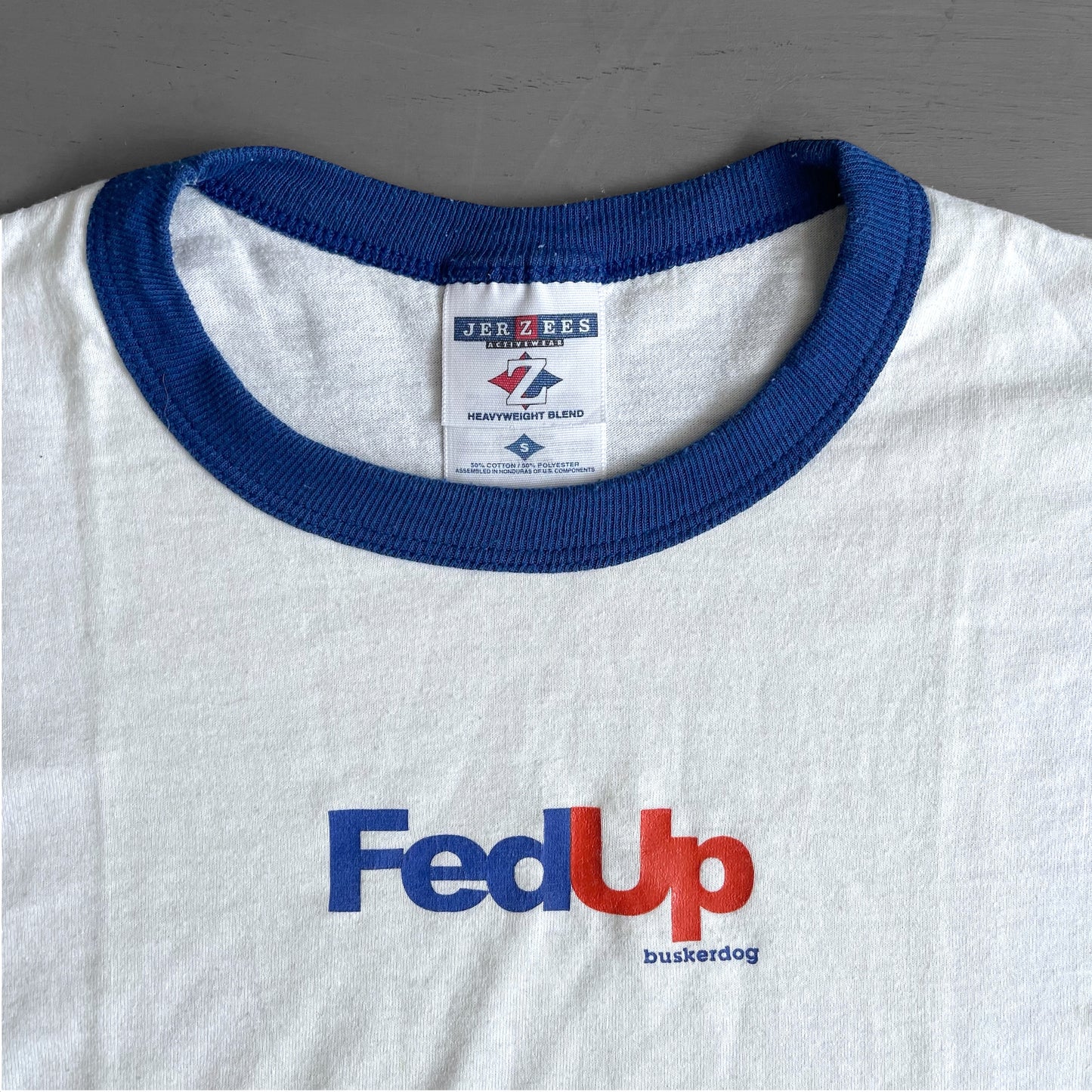 1990s FedUp / FedEx parody ringer T-shirt (S)
