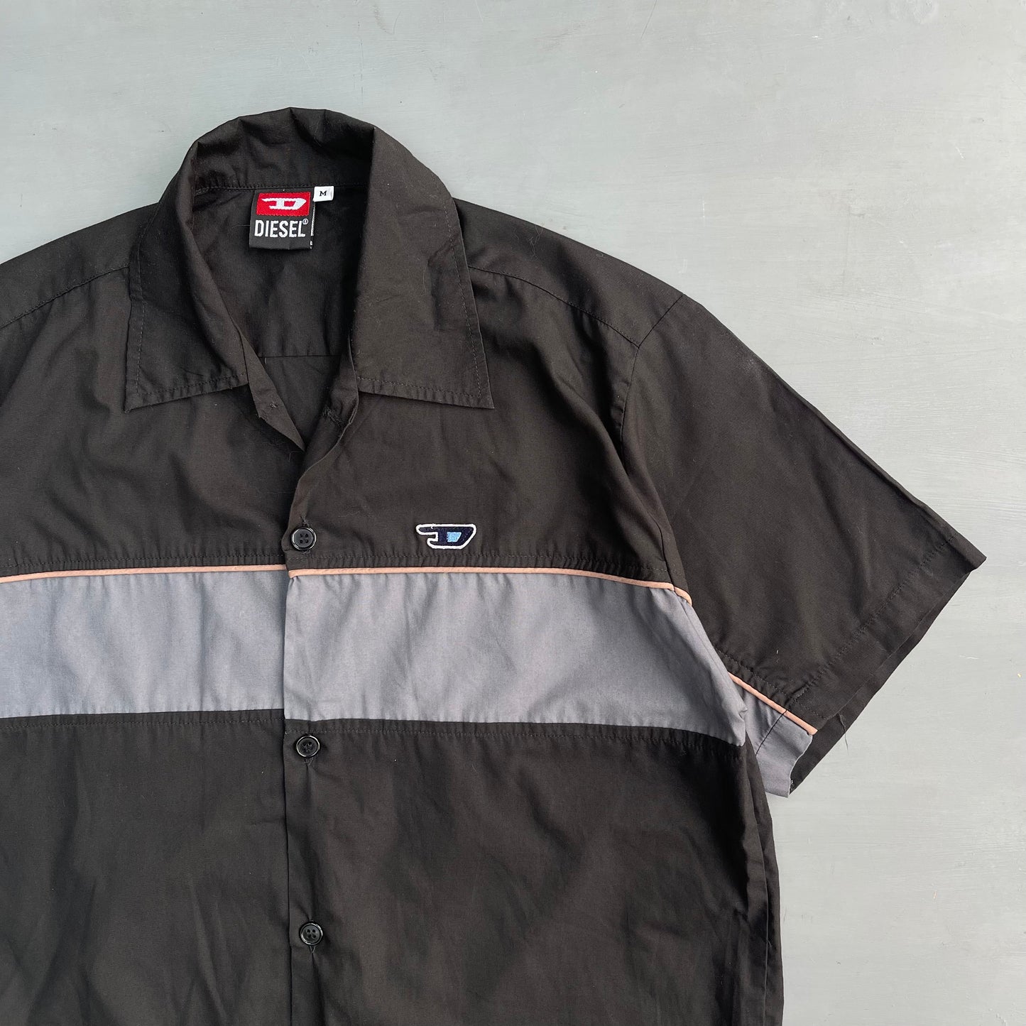 1990s Diesel striped short sleeve shirt (M)