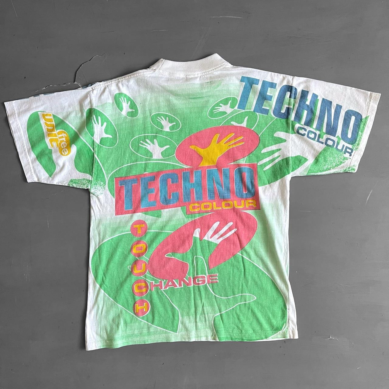 1990s Techno colour T-shirt (M)