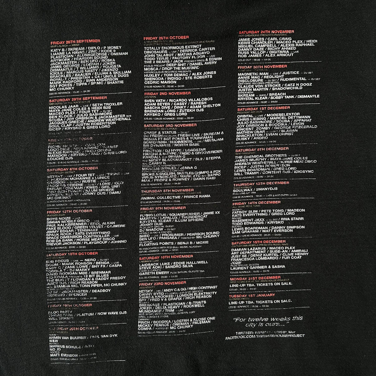 2011 Warehouse Project hoodie (M)