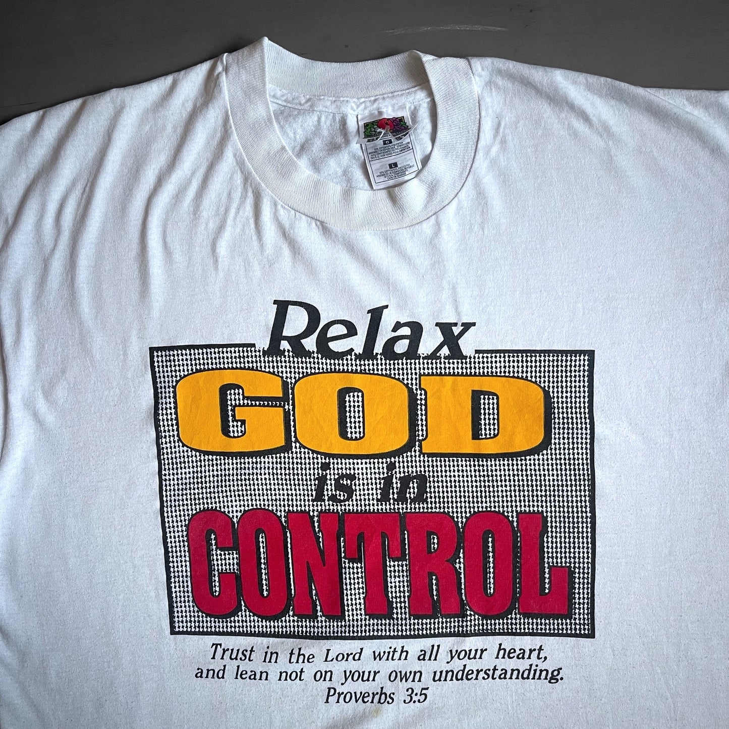 1990s Relax GOD is in control T-shirt (L)