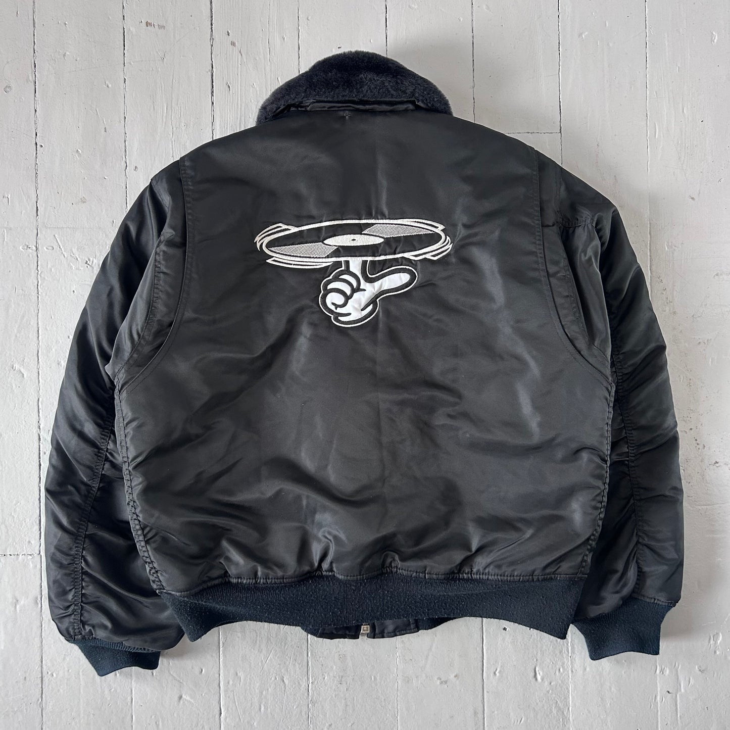 1990s hand spun vinyl bomber jacket (XL)