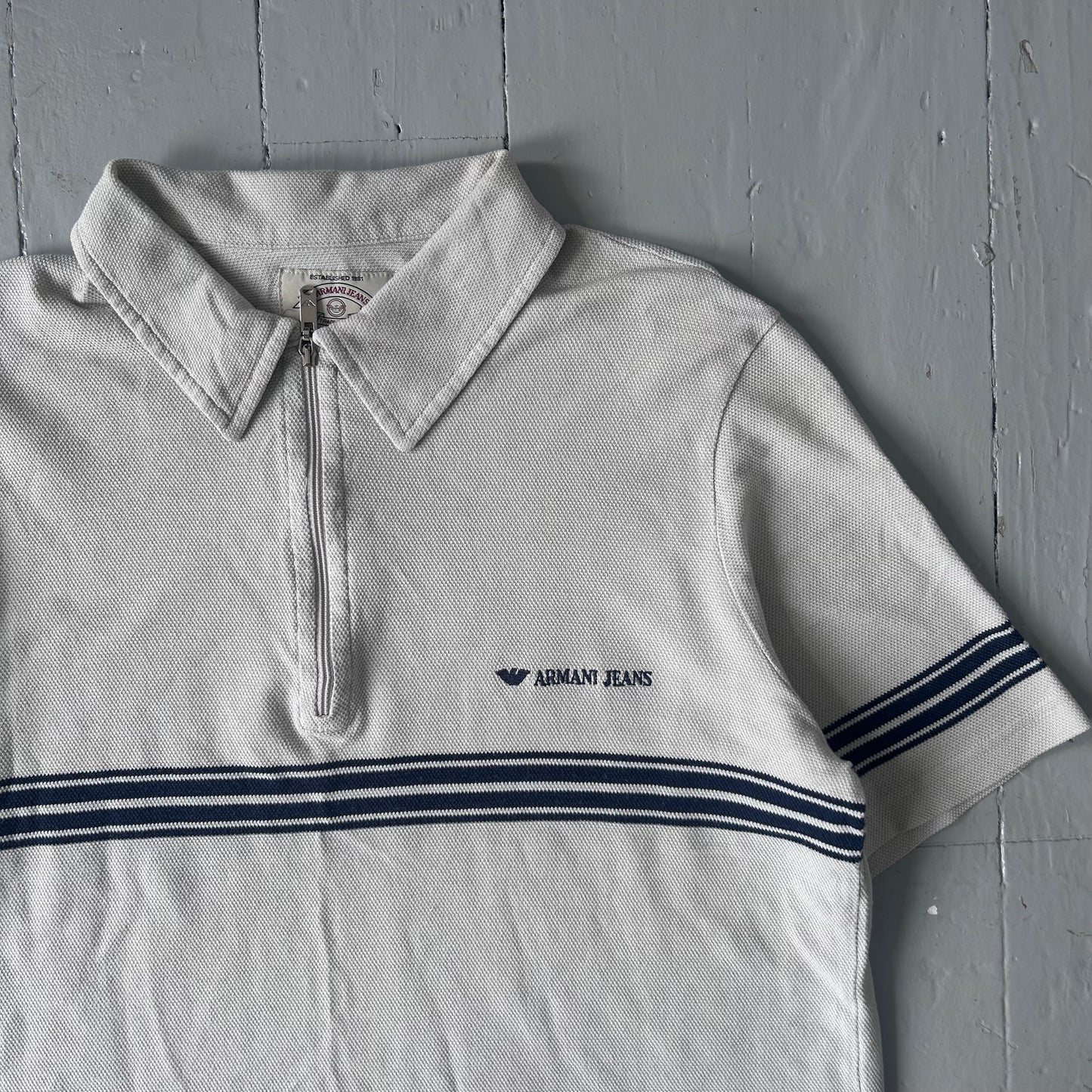 1990s Armani zip polo shirt (M)