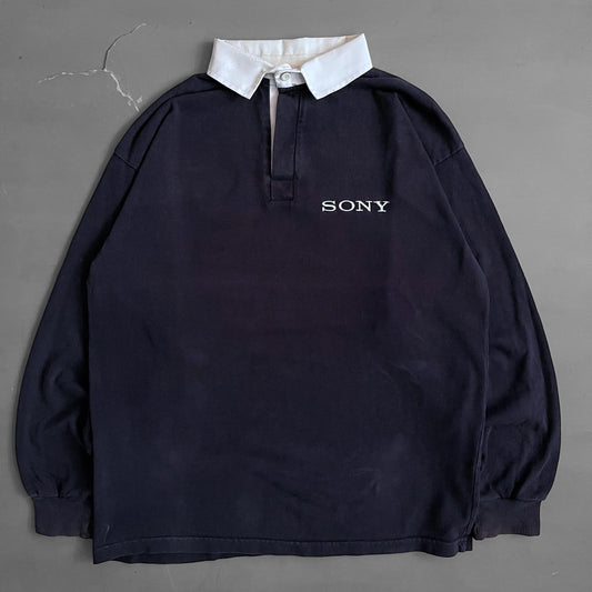 1990s SONY long sleeve rugby shirt (L)