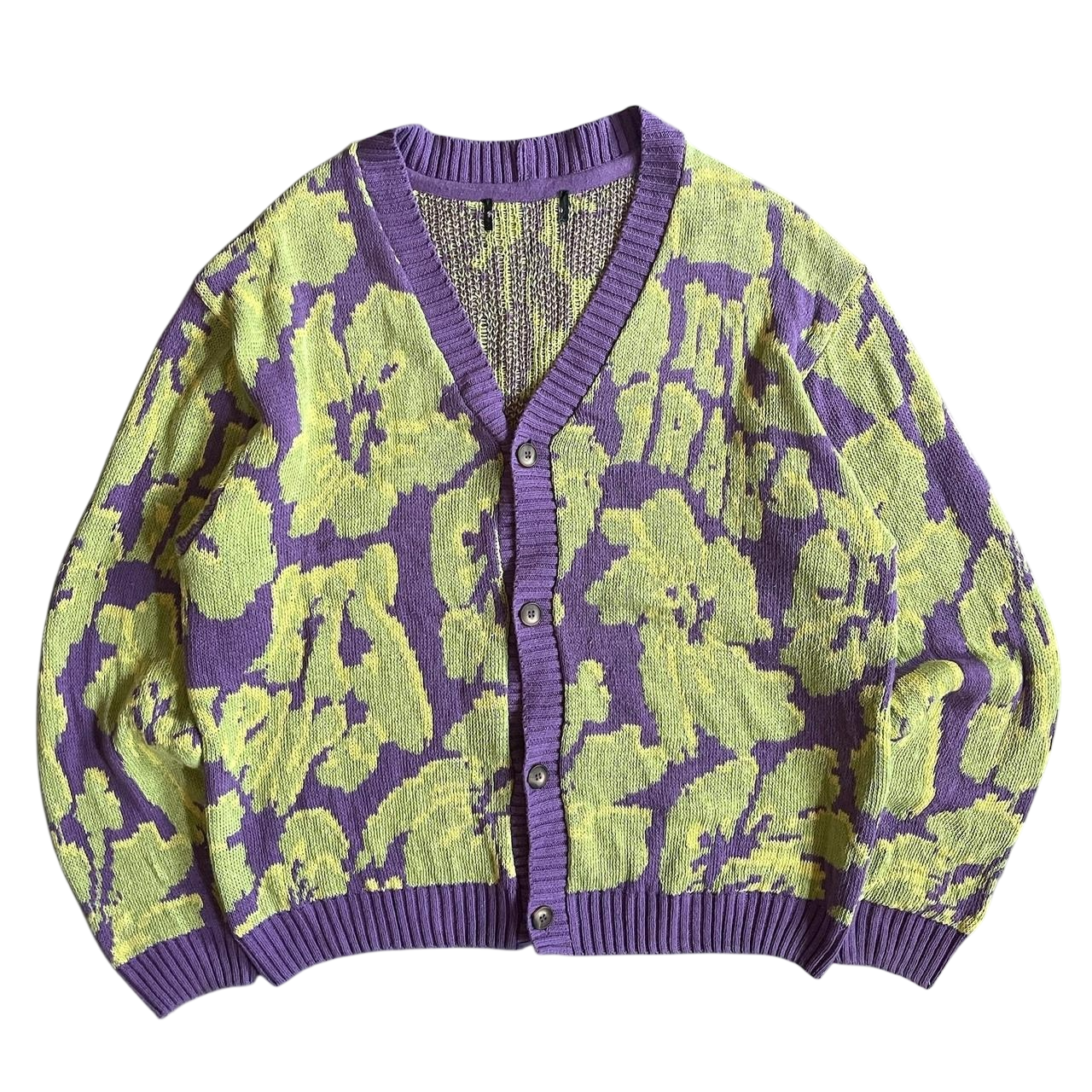 1990s floral knit cardigan