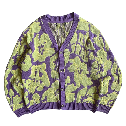 1990s floral knit cardigan