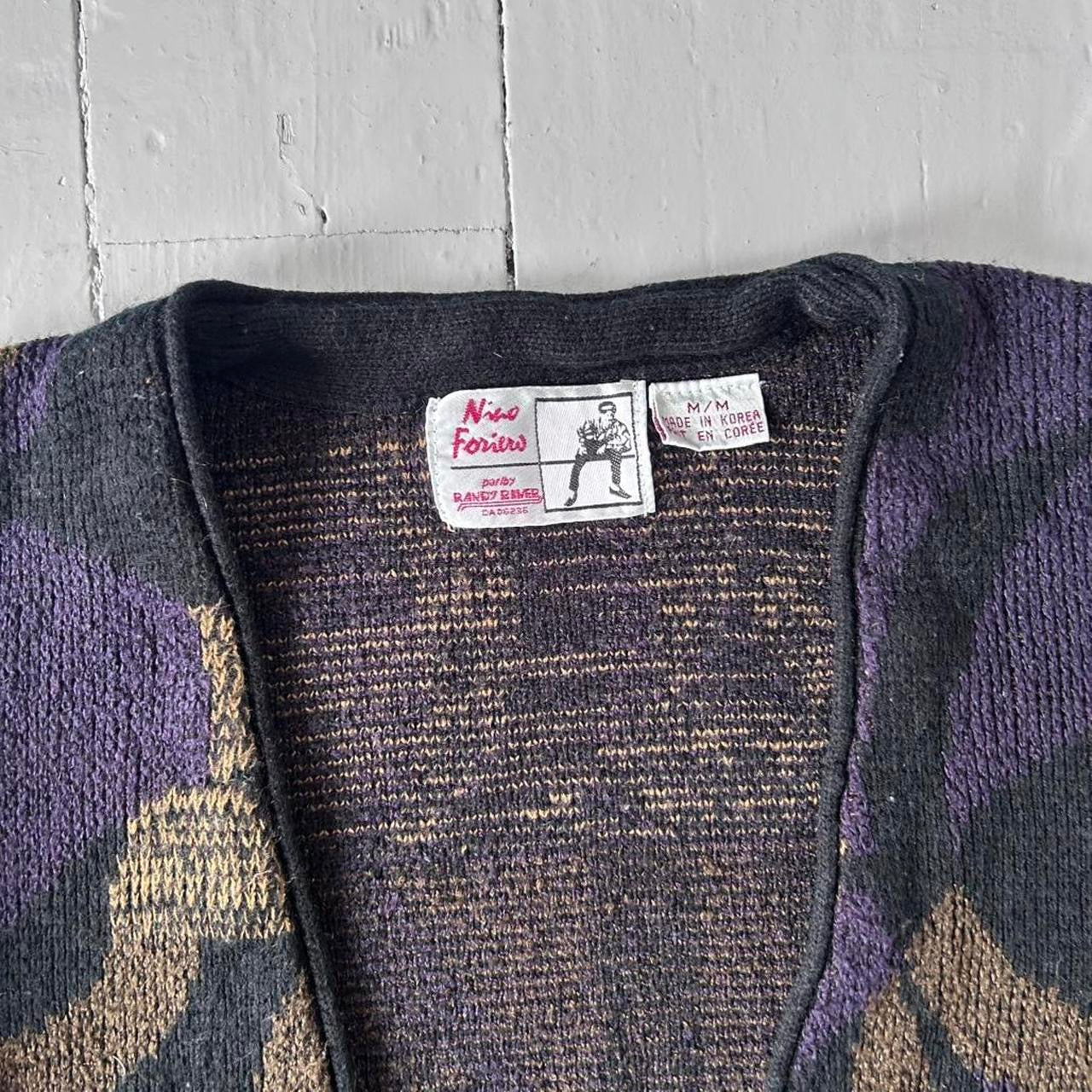 1990s Korean pattern cardigan (L)