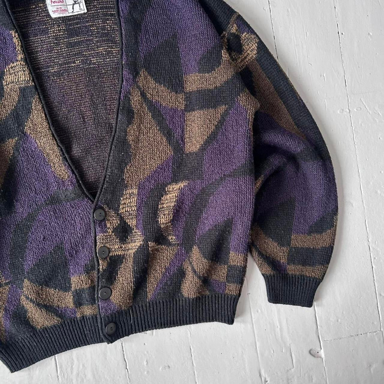 1990s Korean pattern cardigan (L)
