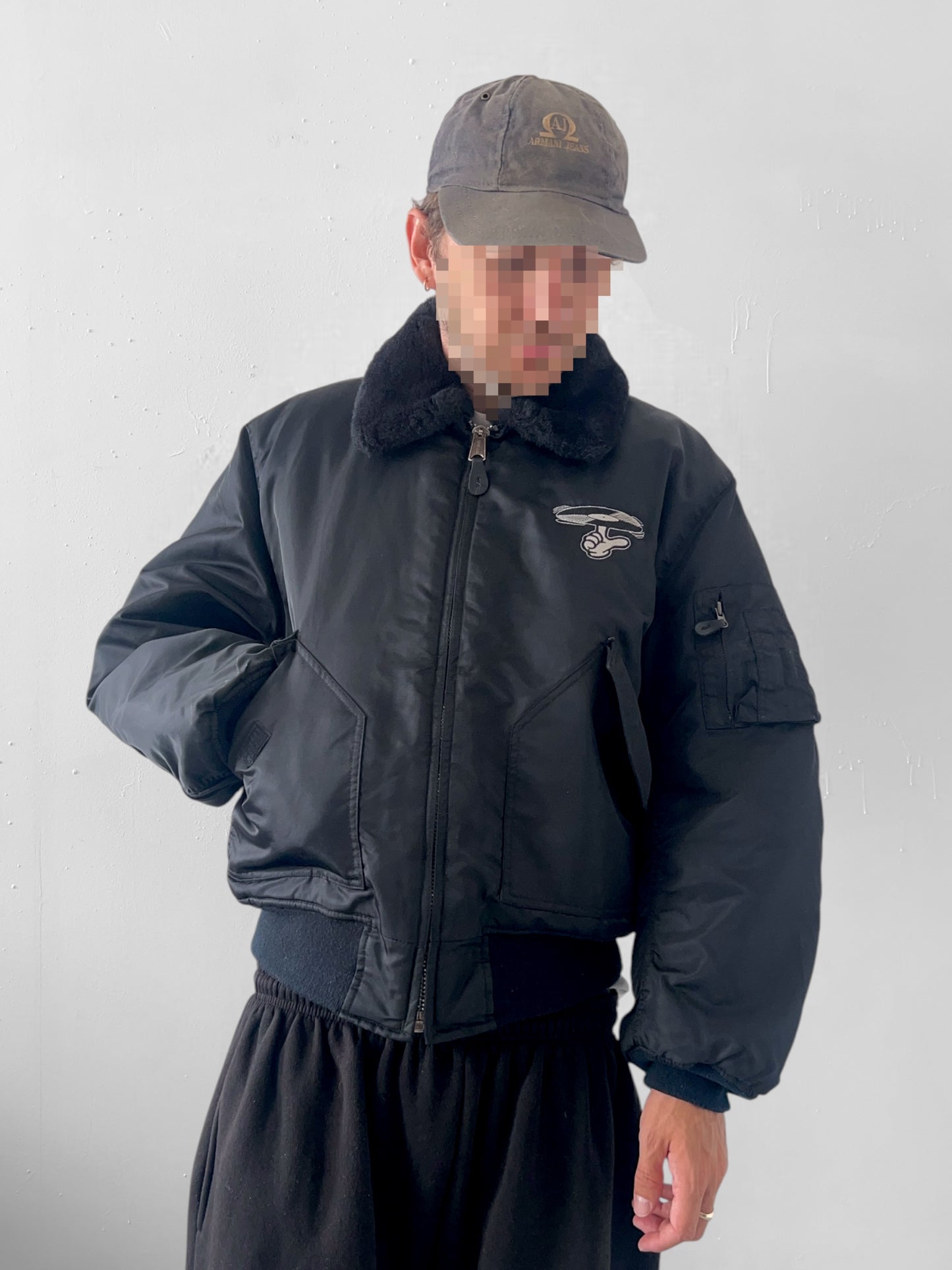 1990s hand spun vinyl bomber jacket (XL)