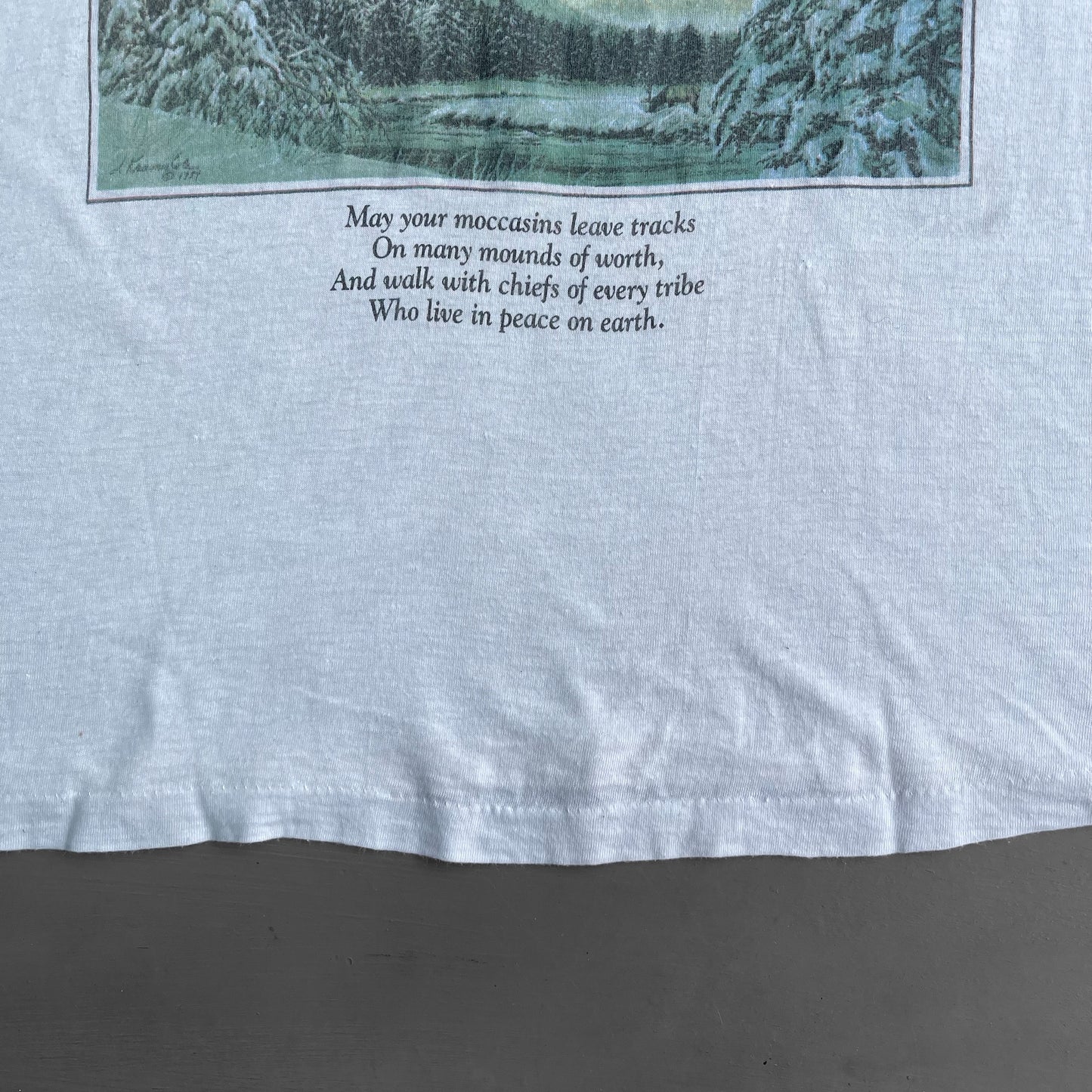 1990s Native American quote graphic T-Shirt (L)