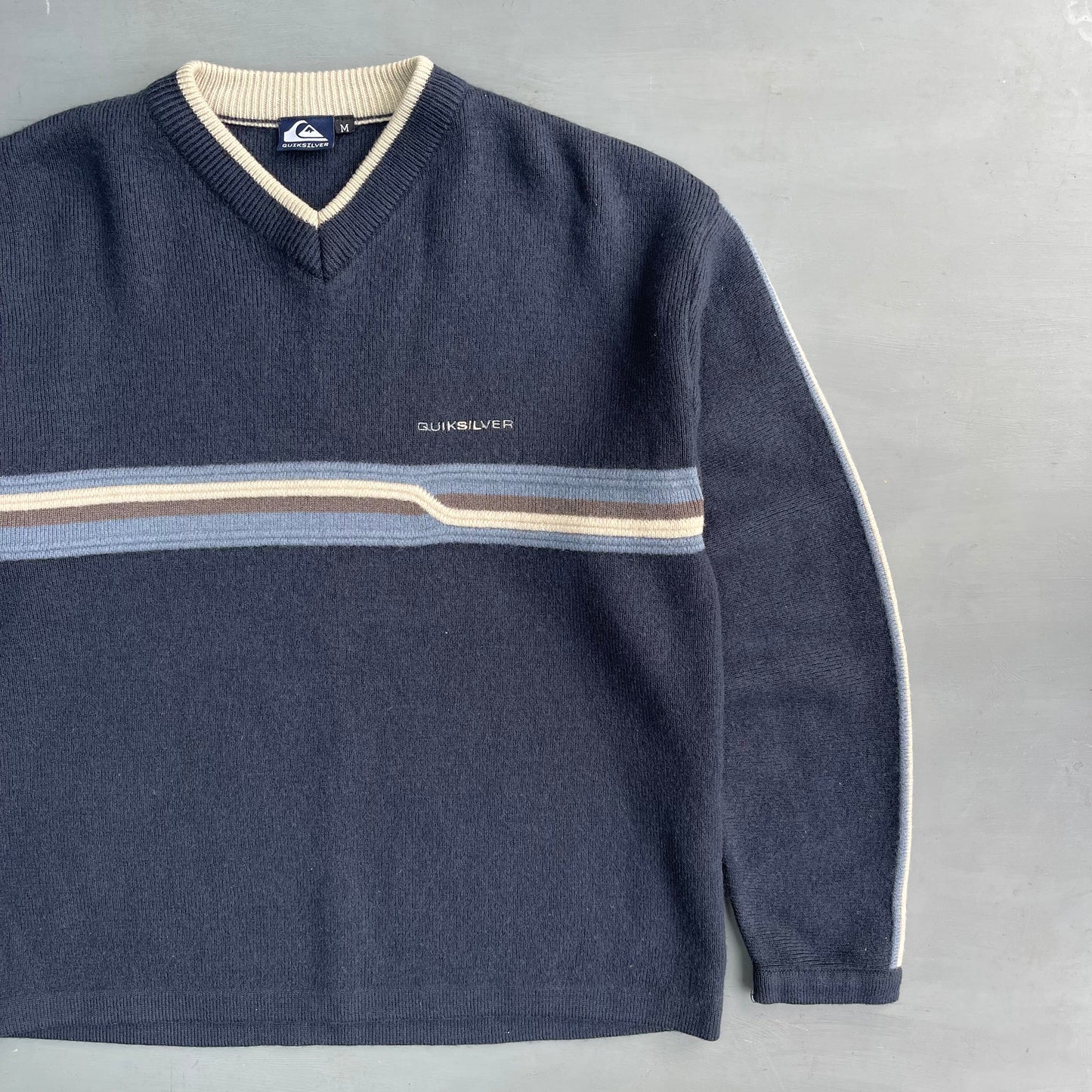 1990s Quiksilver striped knitted jumper (L)