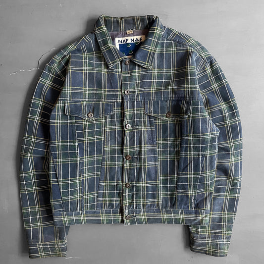 1990s NAF NAF plaid denim jacket (M)