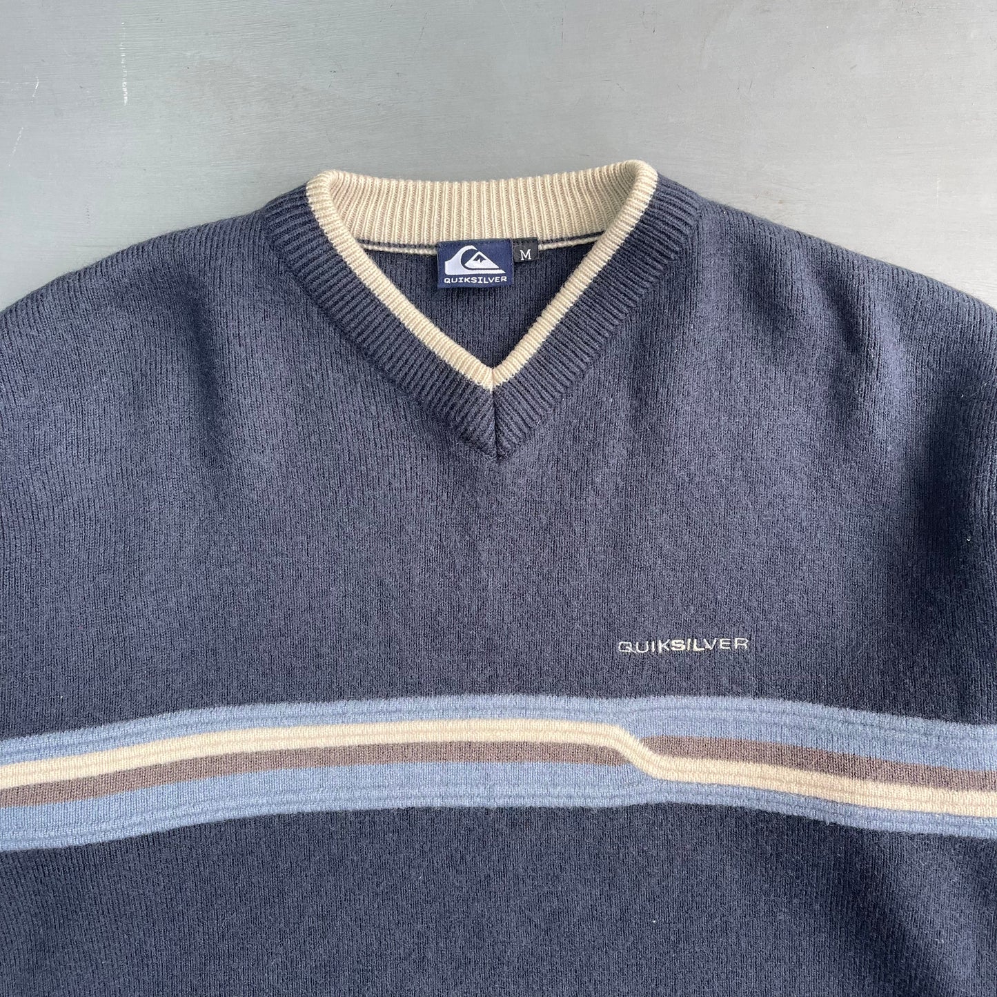 1990s Quiksilver striped knitted jumper (L)