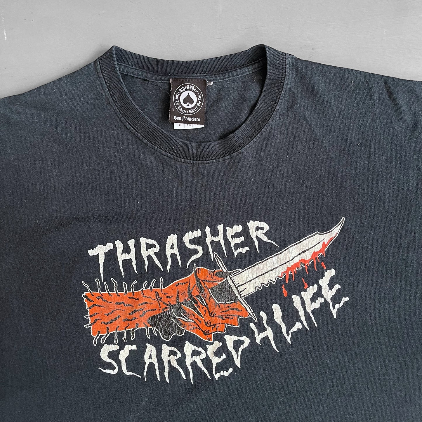 2000s Thrasher scarred 4 life T-shirt (XL)