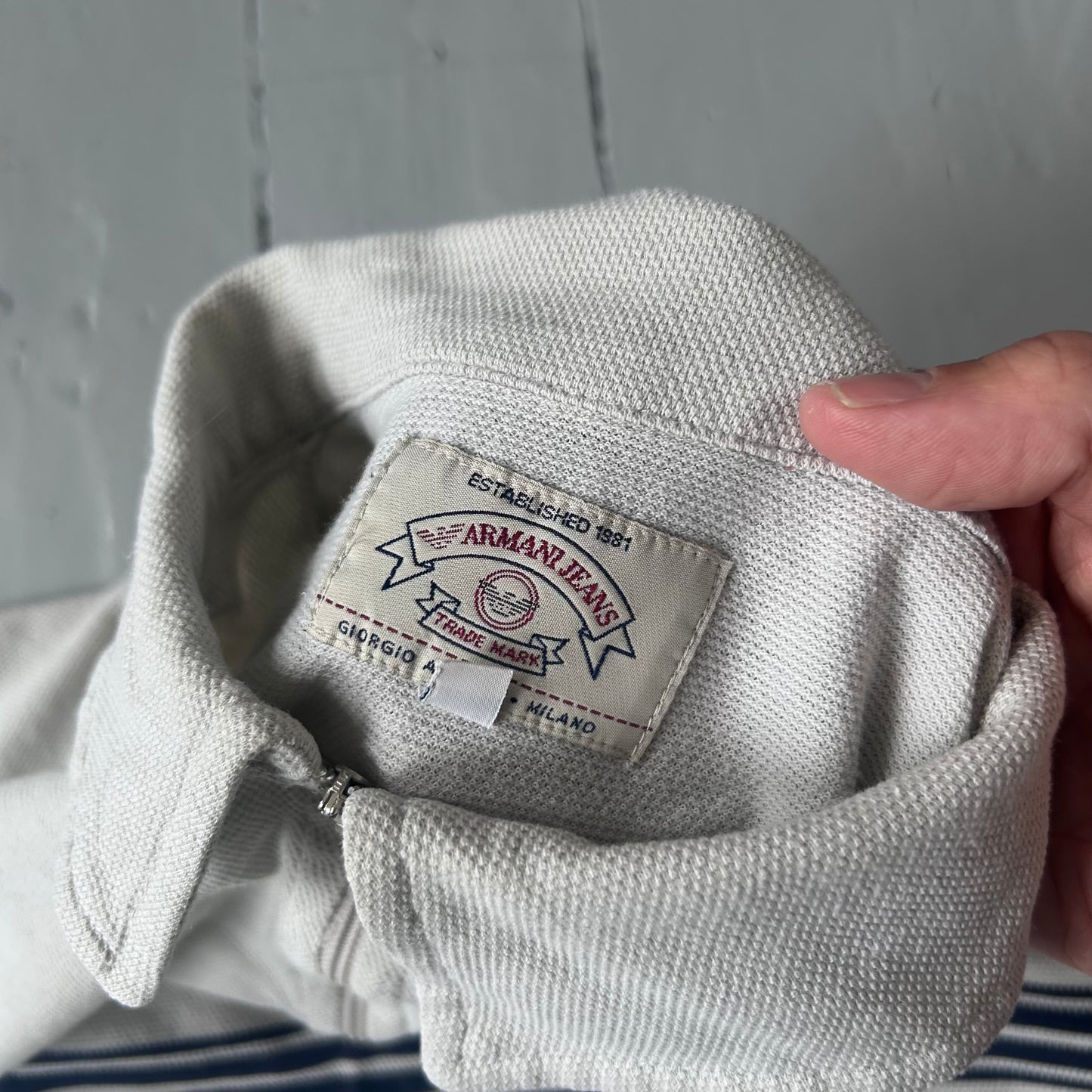 1990s Armani zip polo shirt (M)