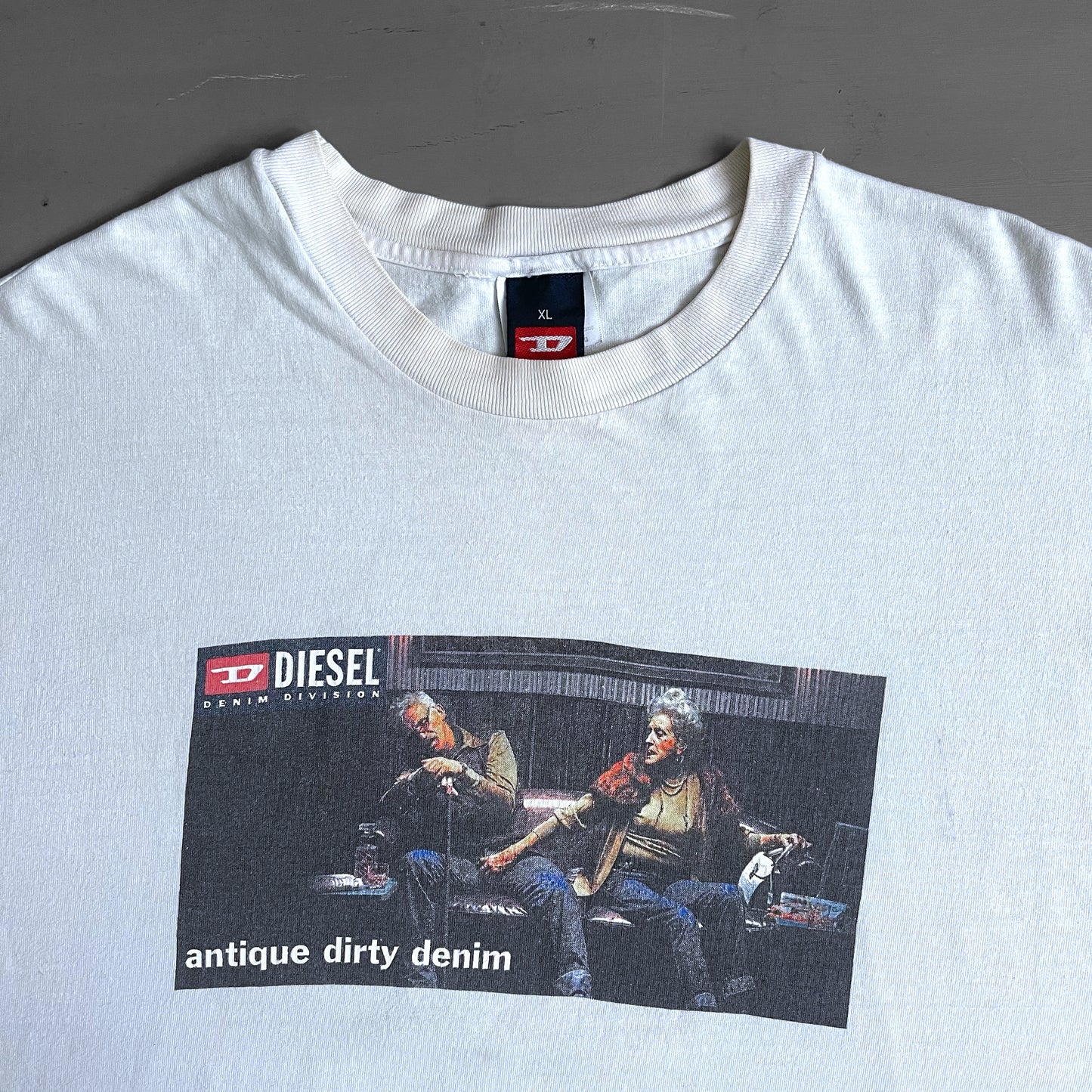 1990s Diesel dirty denim long sleeve T-shirt (XL)