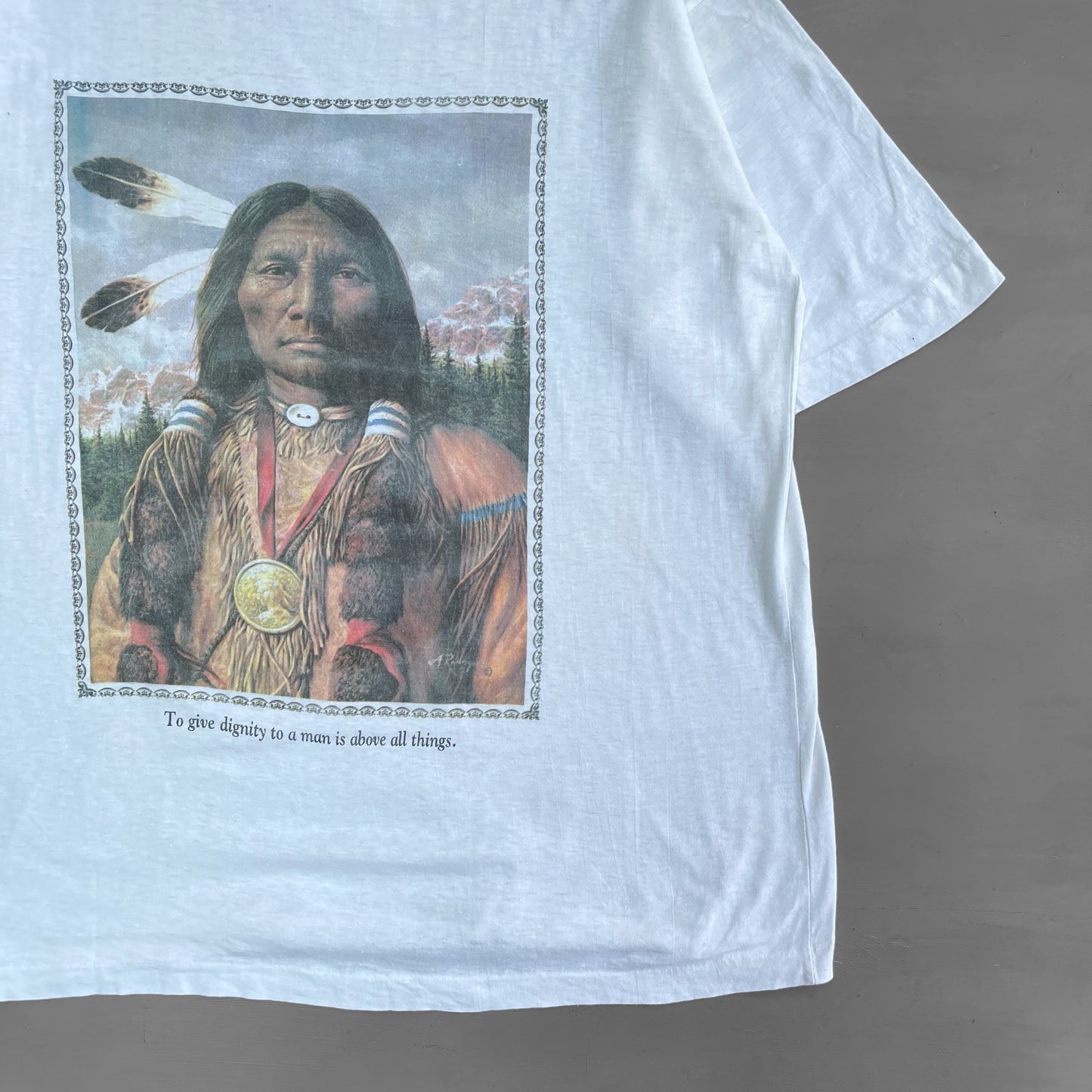 1990s Native American quote graphic T-Shirt (L)