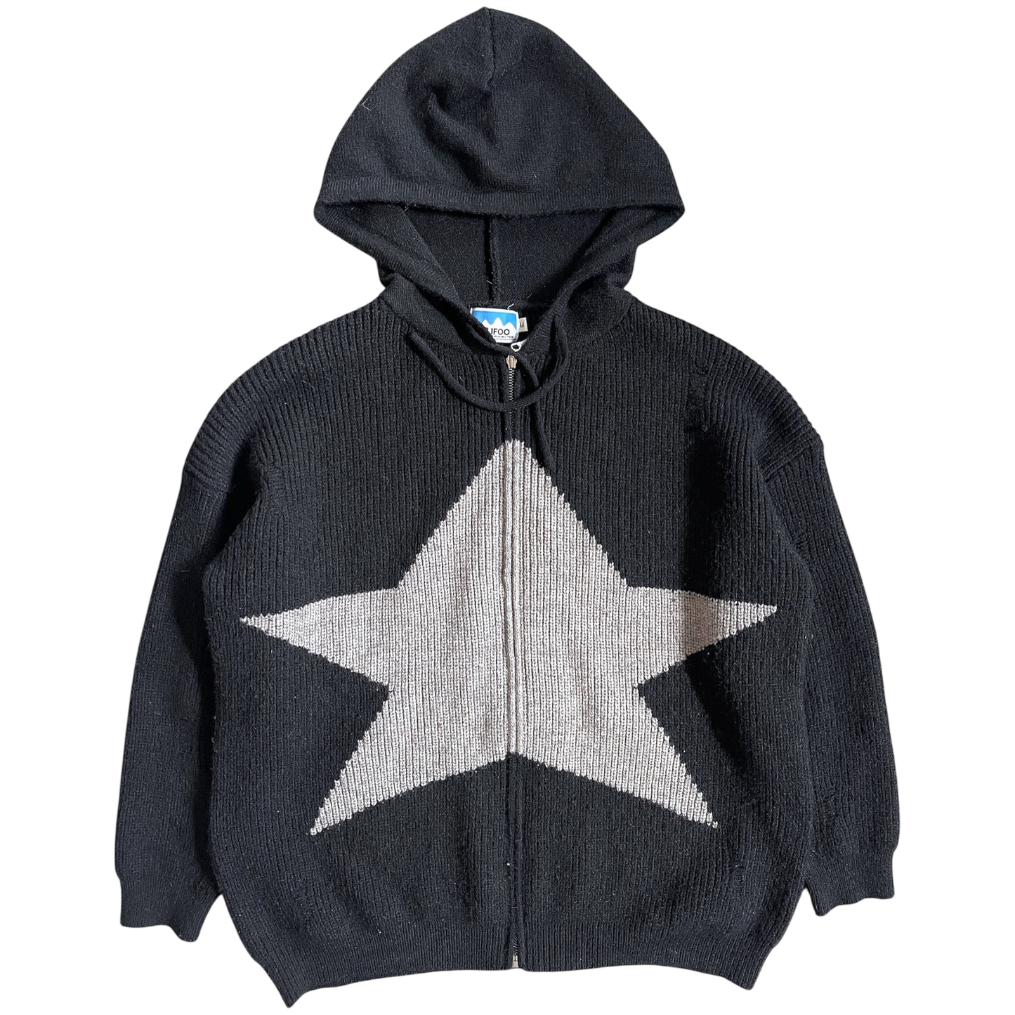 2000s Japanese knitted star hoodie (L)