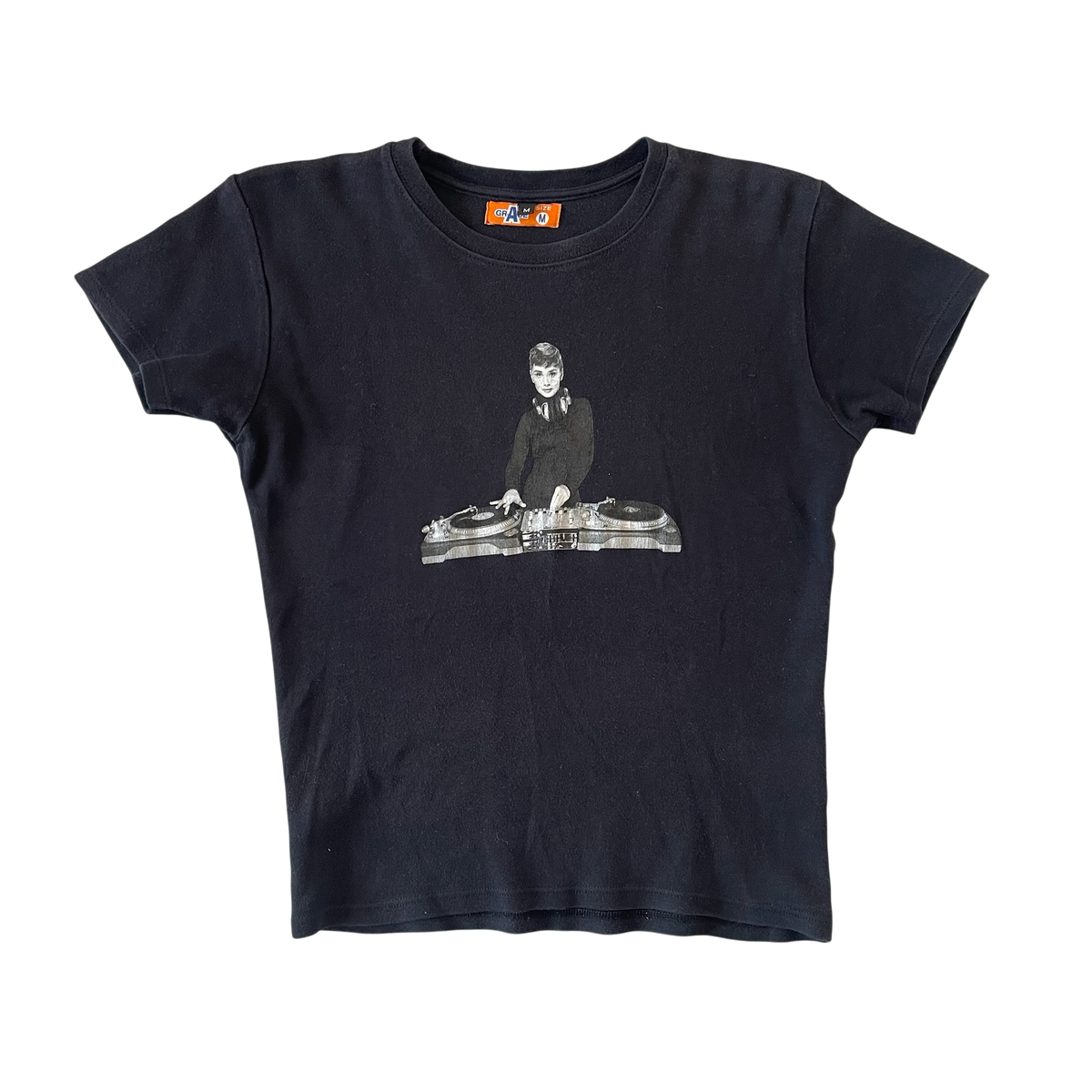 2000s Grade A DJ graphic baby T-shirt (XS)