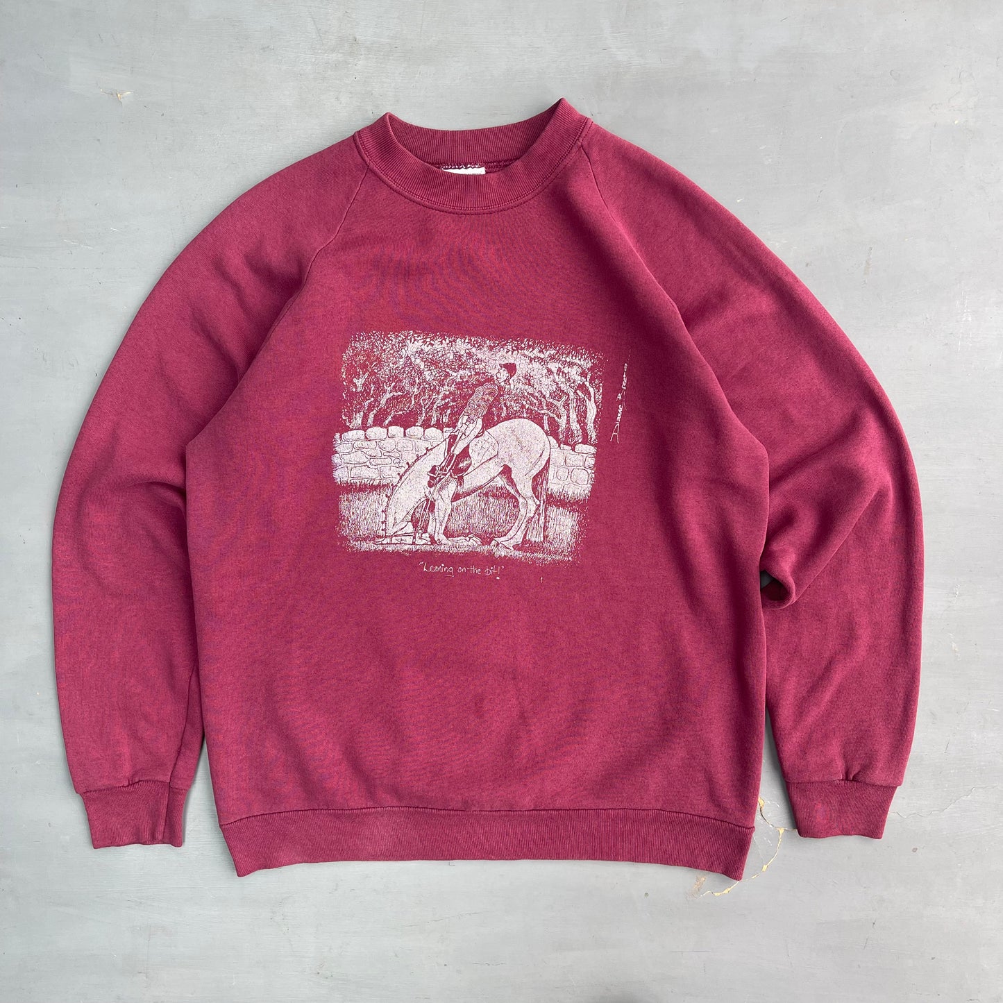 1990 Screen Star horse riding parody sweatshirt (M/L)