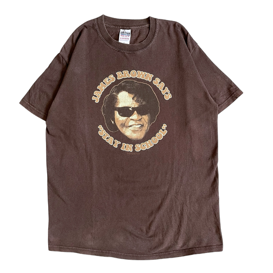 Early 2000s James Brown says stay in school T-shirt (M/L)