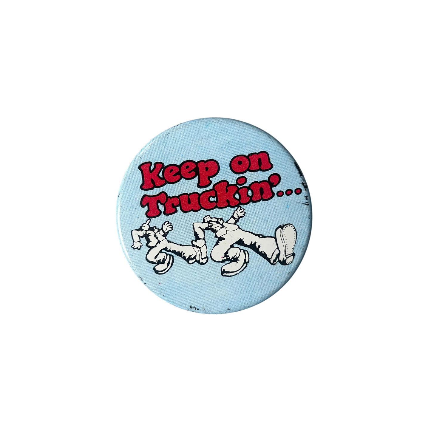 1980s Robert Crumb keep on truckin’ pin badge