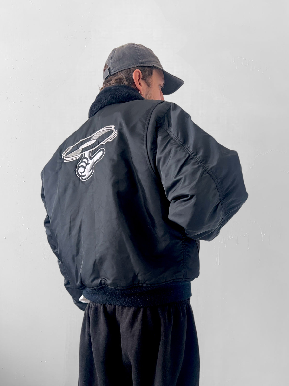1990s hand spun vinyl bomber jacket (XL)