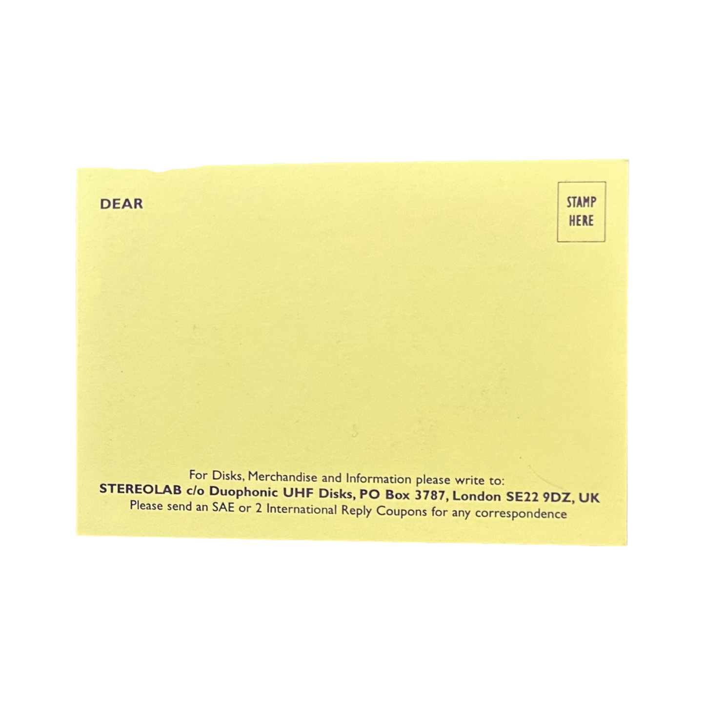 1995 STEREOLAB postcard