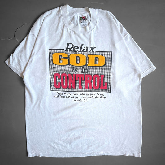 1990s Relax GOD is in control T-shirt (L)