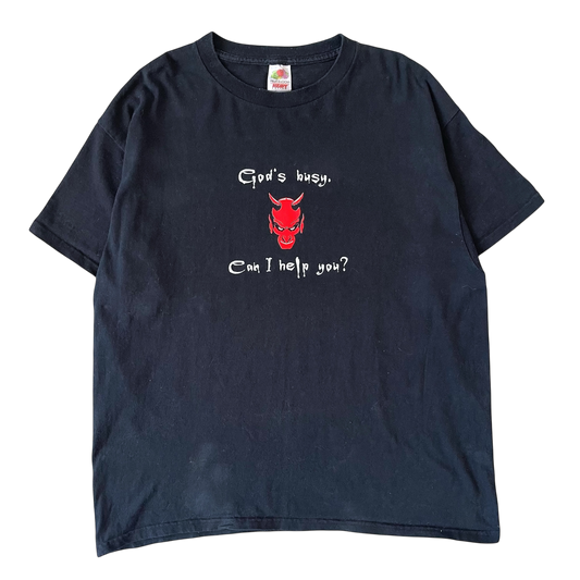 2000s Gods busy can I help? T-shirt (XL)