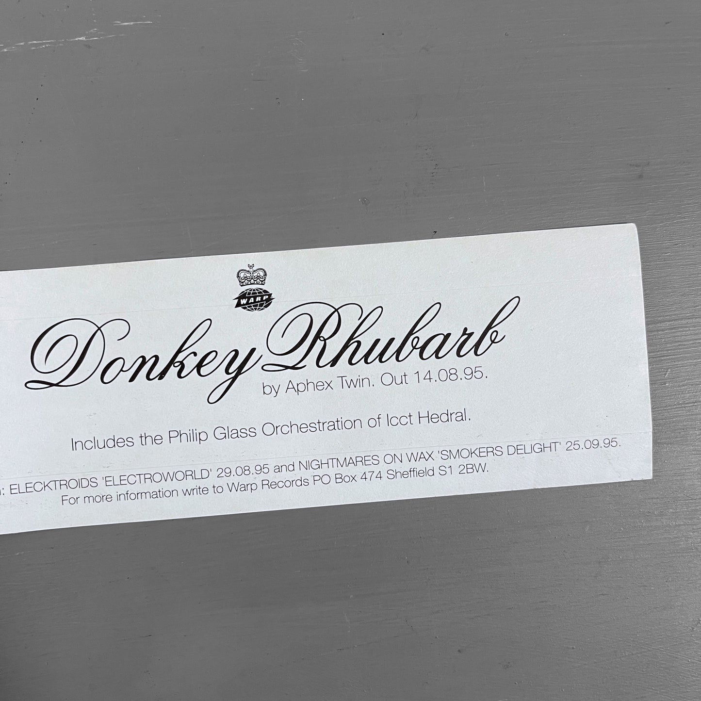 1995 Aphex Twin donkey rhubarb sticker