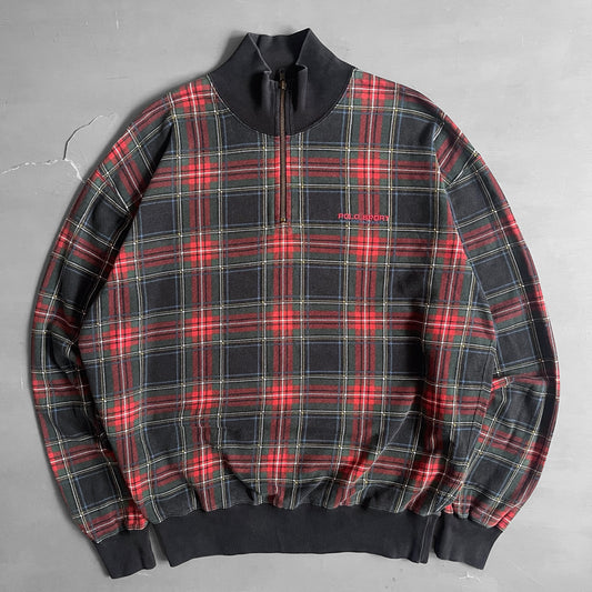 1990s Polo Sport Ralph Lauren tartan zip track jacket (L)