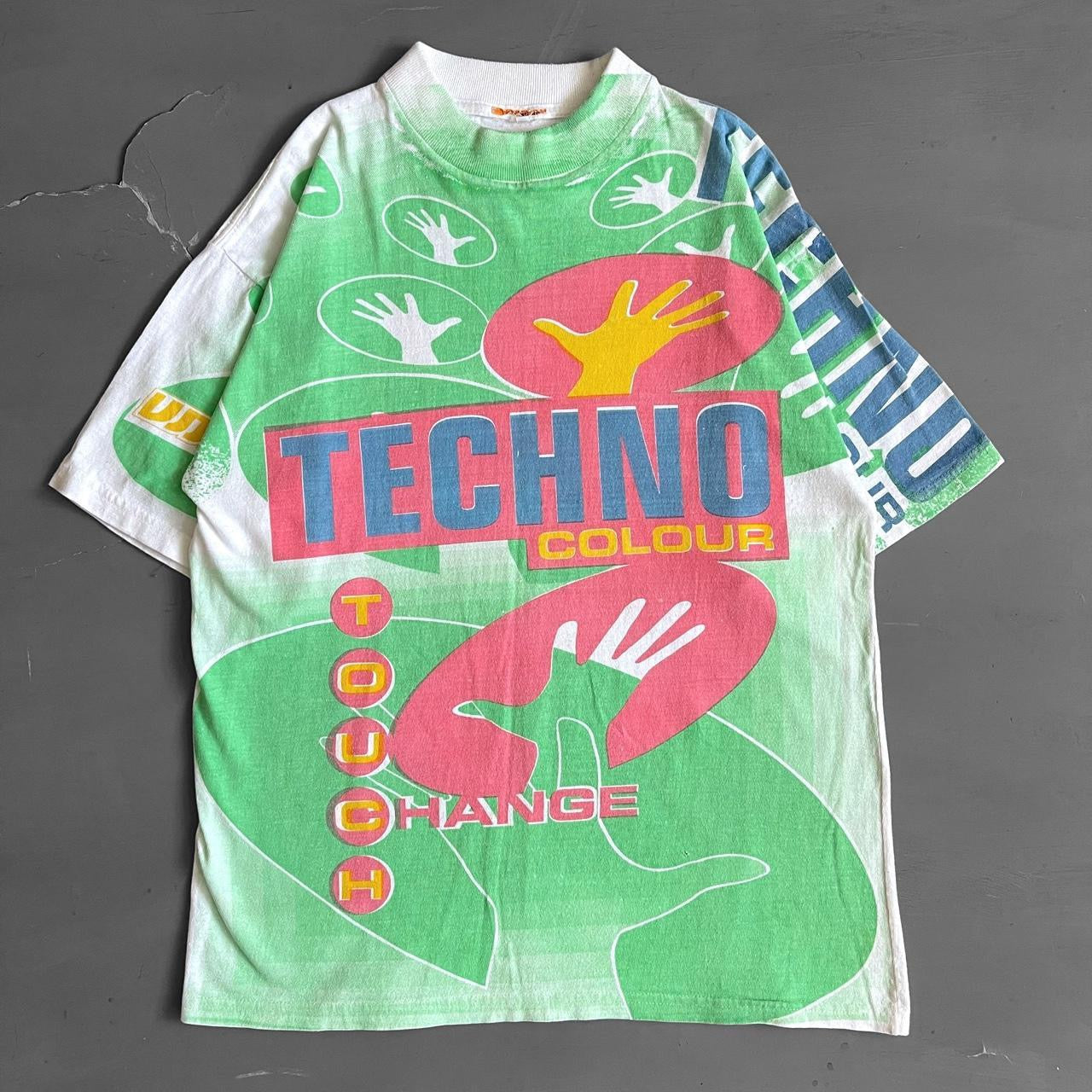 1990s Techno colour T-shirt (M)