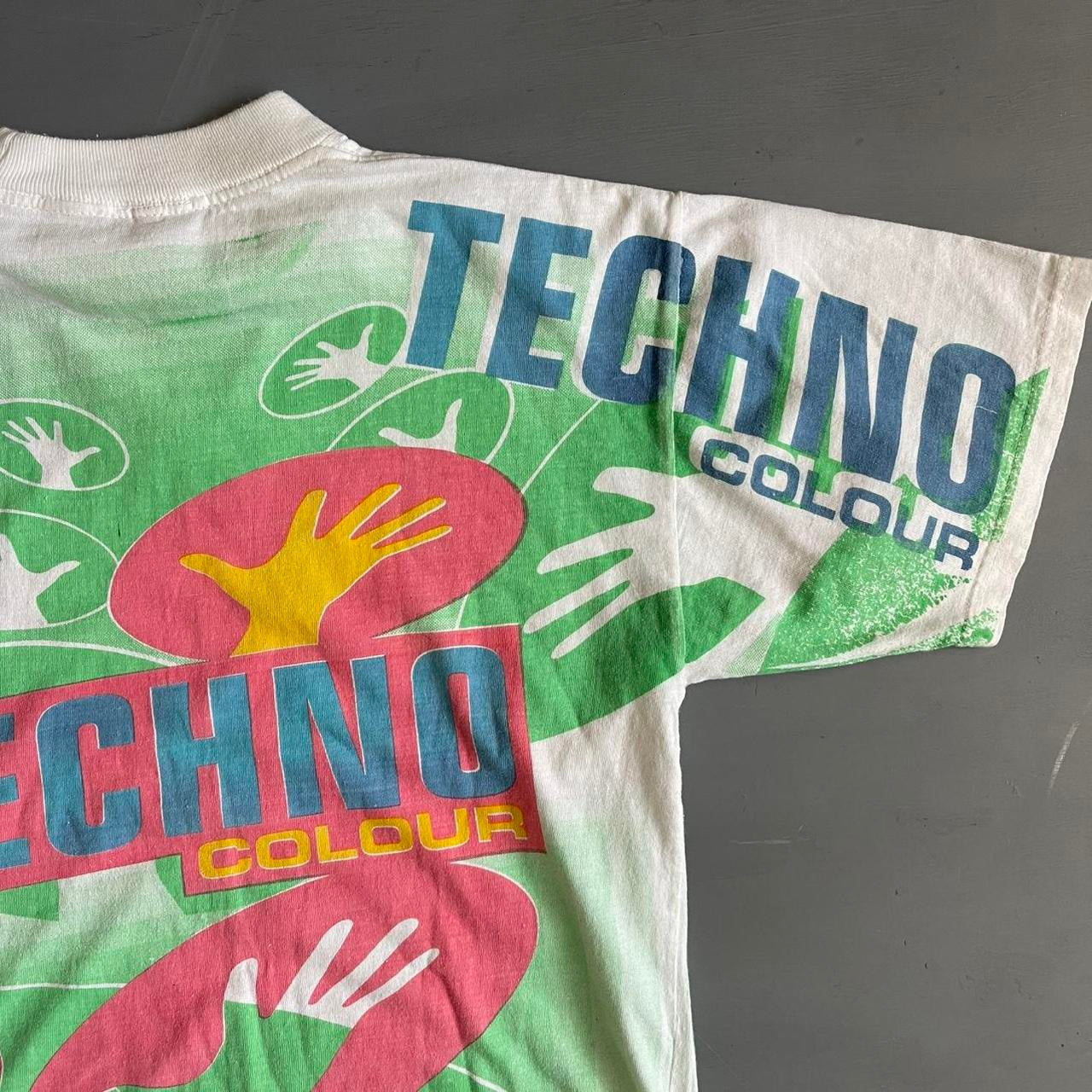 1990s Techno colour T-shirt (M)