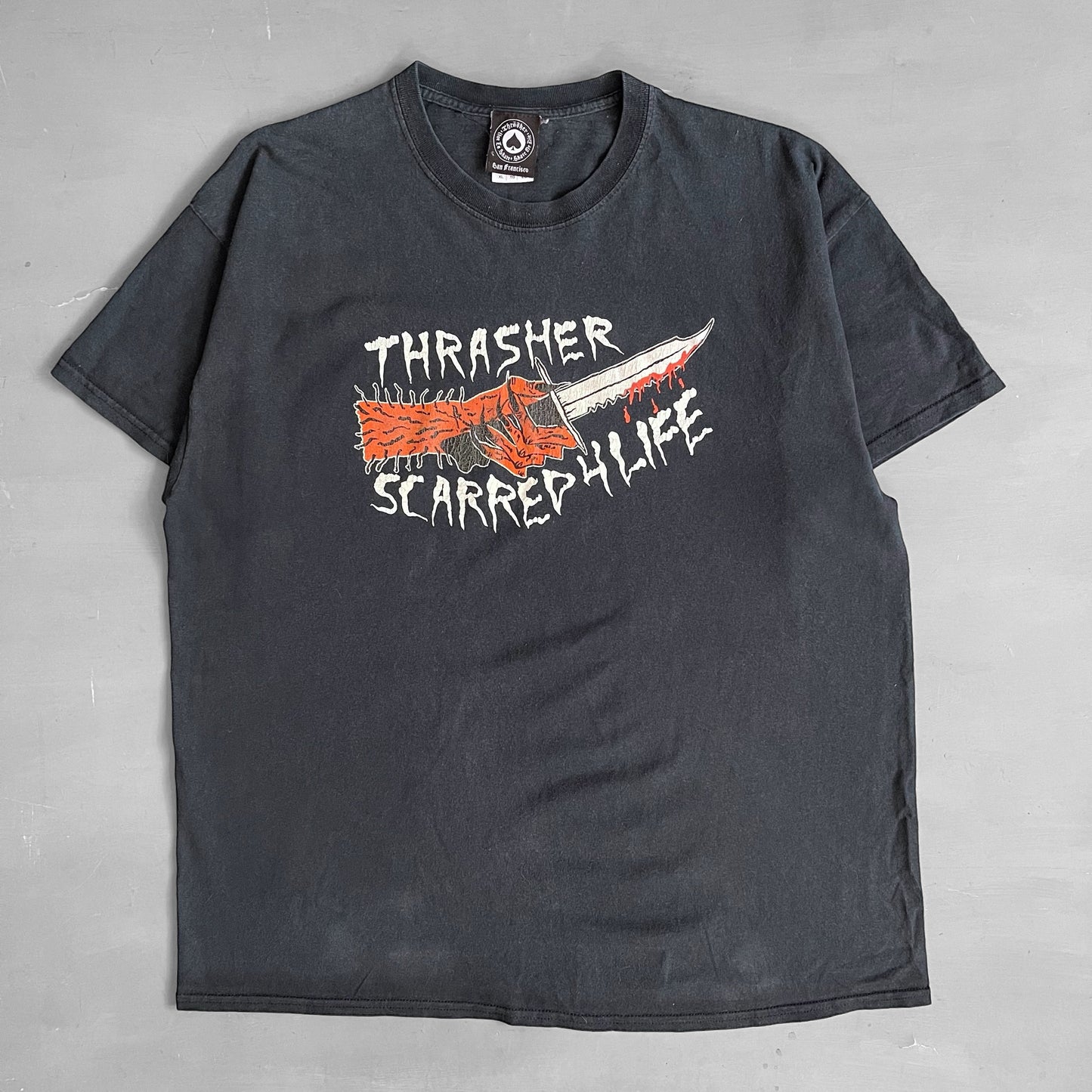 2000s Thrasher scarred 4 life T-shirt (XL)