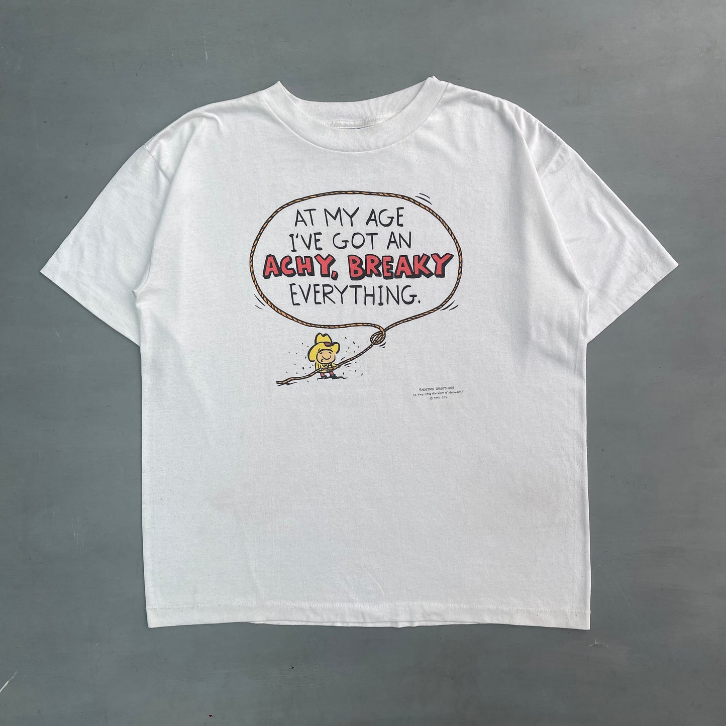 1990s at my I’ve I’ve got an achy breaky everything slogan T-shirt (XL)