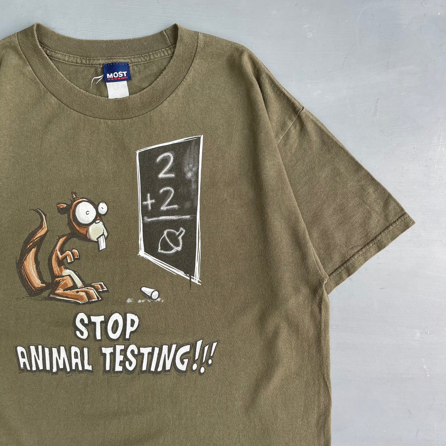 1990s Stop animal testing squirrel parody T-Shirt (L)