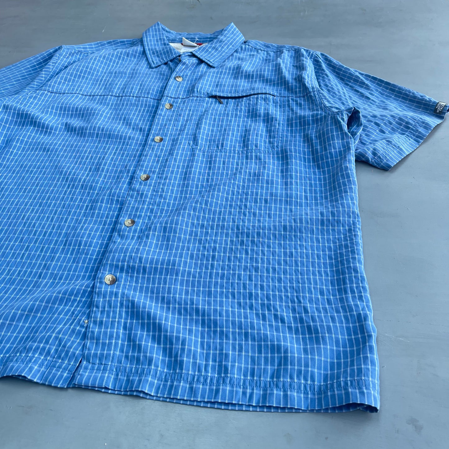 2000s North Face checked short sleeve shirt (XL)