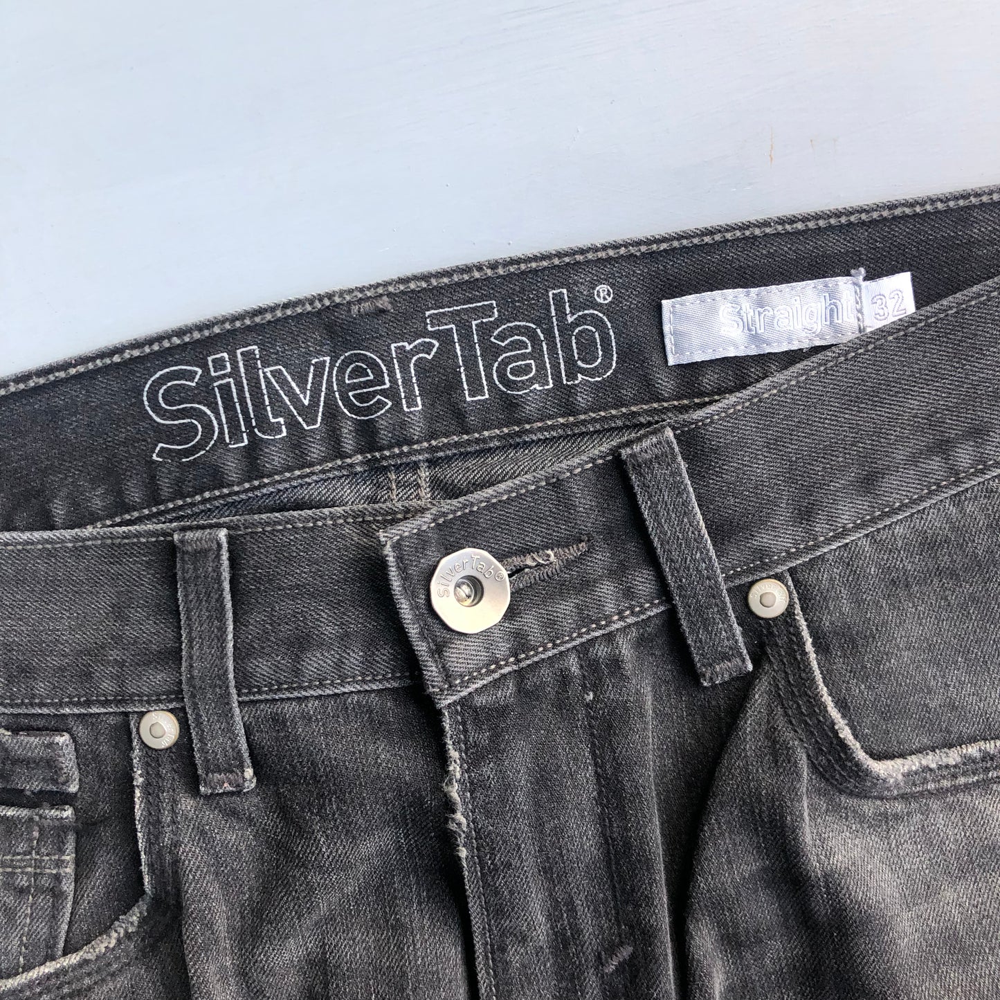 2000s washed black Levis SilverTab straight jeans (34 waist)